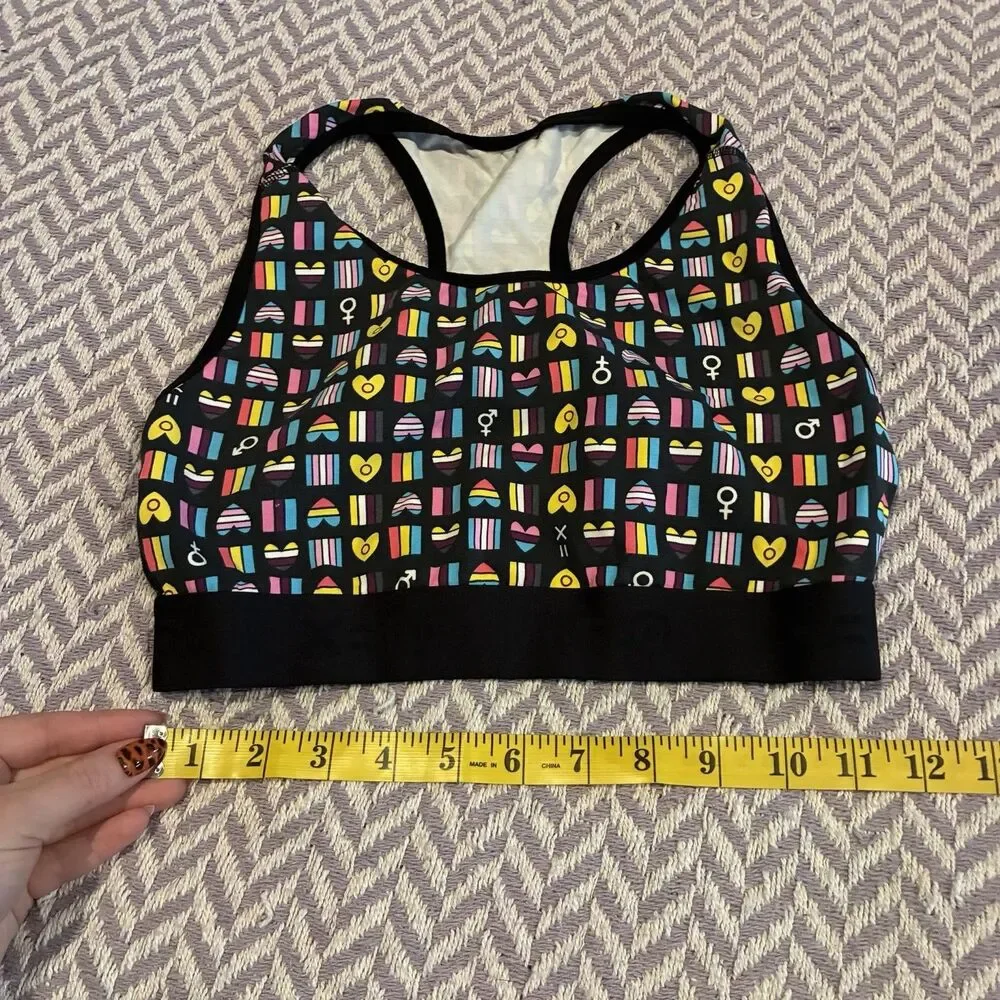 TomboyX TAKE PRIDE Racerback SPORTS Bra LGBTQIA 🌈 RAINBOW FLAG SIZE M - Picture 5 of 9